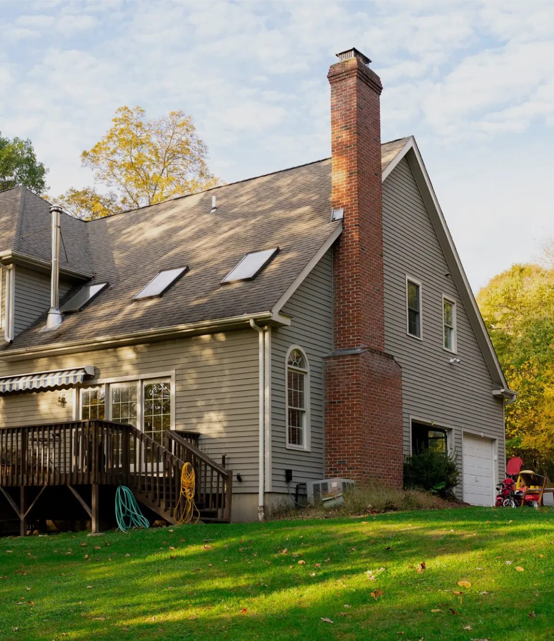Suburban home with green lawn